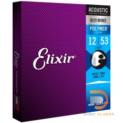 Elixir Acoustic Guitar Strings 8020 Bronze PolyWeb Coating Antirust Light 012 – 053