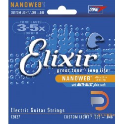 Elixir Electric Guitar Strings with NANOWEB Coating, Custom Light (.009-.046)