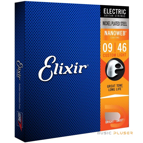 Elixir Electric Guitar Strings with NANOWEB Coating, Custom Light (.009-.046)