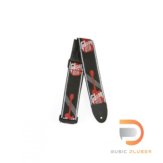 Gibson Strap 2″ Woven Strap w/Gibson Logo (monogram) Red