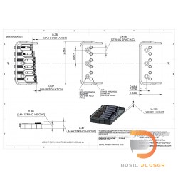 Hipshot 6 String Fixed Guitar Bridge Chrome