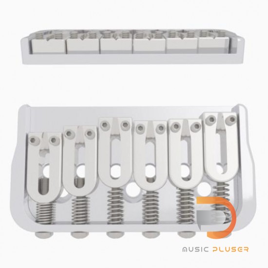 Hipshot 6 String Fixed Guitar Bridge Chrome