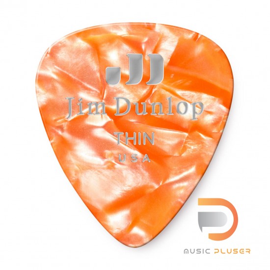 DUNLOP CELLULOID ORANGE PEARLOID PICK THIN 483-08TH