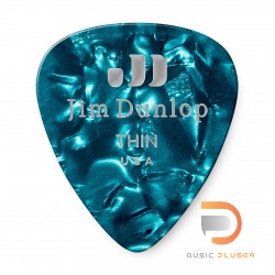 DUNLOP CELLULOID TURQUOISE PEARLOID PICK THIN 483-11TH