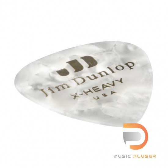 DUNLOP CELLULOID WHITE PEARLOID PICK EXTRA HEAVY 483-04XH