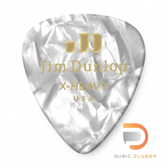 DUNLOP CELLULOID WHITE PEARLOID PICK EXTRA HEAVY 483-04XH
