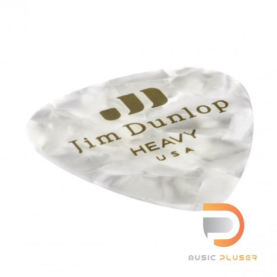 DUNLOP CELLULOID WHITE PEARLOID PICK HEAVY 483-04HV