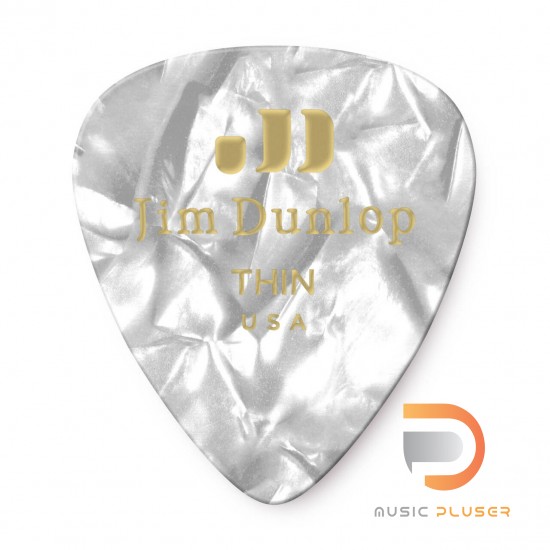 DUNLOP CELLULOID WHITE PEARLOID PICK THIN 483-04TH