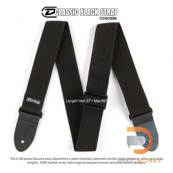 DUNLOP CLASSIC BLACK STRAP D3809BK