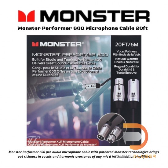 Monster Performer 600 Microphone Cable 20ft Monster Performer 600 Microphone Cable 20ft