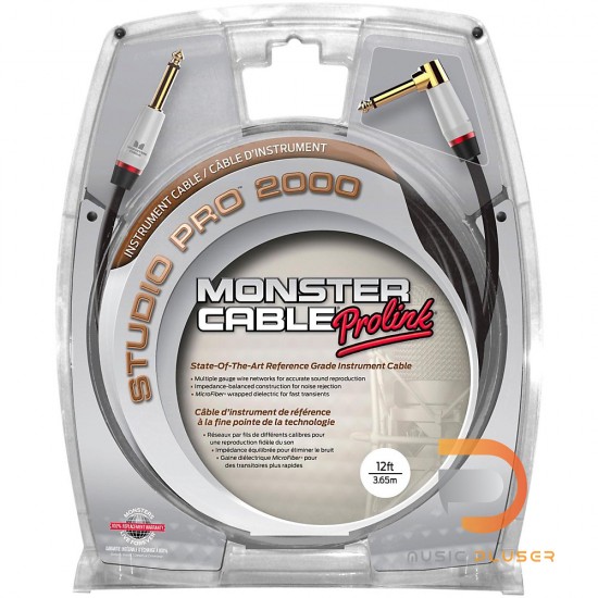 Monster Studio Pro 2000 12ft Angled to Straight Instrument Cable Monster Studio Pro 2000 12ft Angled to Straight Instrument Cable