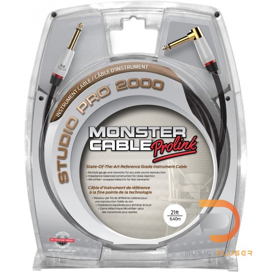 Monster Studio Pro 2000 21ft Angled to Straight Instrument Cable Monster Studio Pro 2000 21ft Angled to Straight Instrument Cable