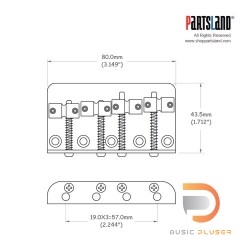 Partsland JB64FD Fender® Style 4 string Bass Bridge