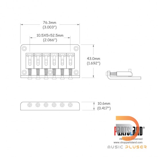 Partsland JPN Fixed Guitar Bridge