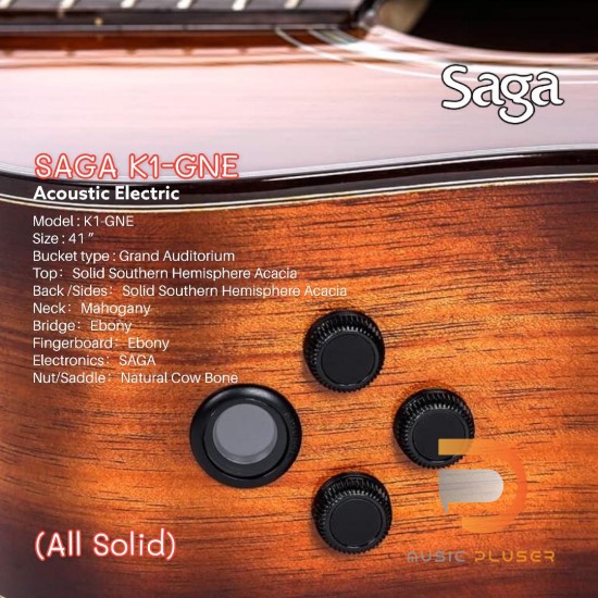 กีตาร์โปร่งไฟฟ้า SAGA K1 GNE ( All Solid )
