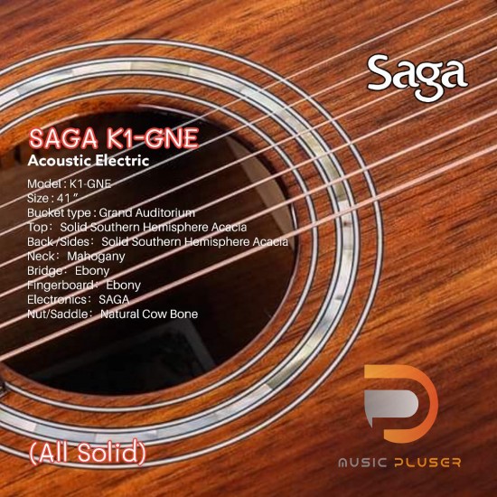 กีตาร์โปร่งไฟฟ้า SAGA K1 GNE ( All Solid )