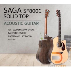 กีต้าร์โปร่ง SAGA SF800C ( Solid Top ) ขนาด 41 นิ้ว