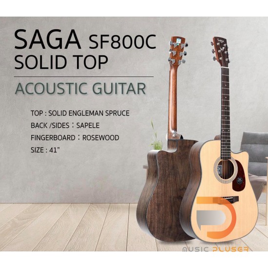 กีต้าร์โปร่ง SAGA SF800C ( Solid Top ) ขนาด 41 นิ้ว