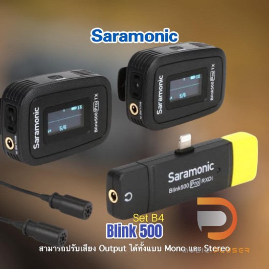 Saramonic Blink 500 Pro ไมโครโฟนไร้สายพร้อมไมค์คลิปหนีบเสื้อ iOS Devices