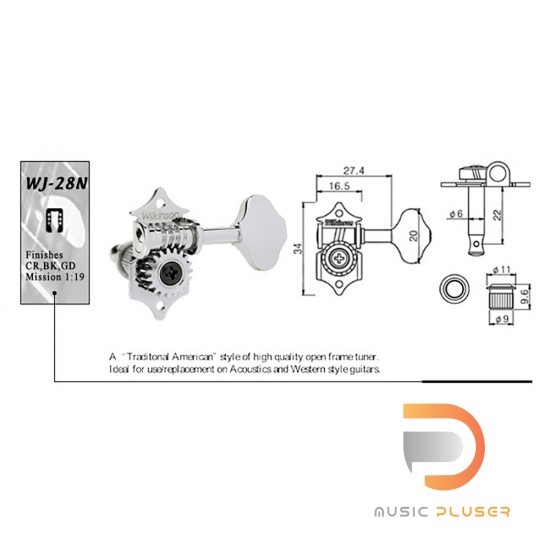 Wilkinson Acoustic Machine Heads WJ28N Gold 3+3